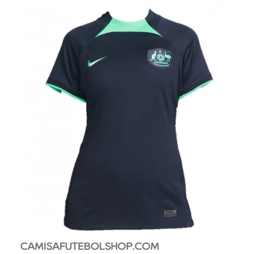 Camisa de time de futebol Austrália Replicas 2º Equipamento Feminina Mundo 2022 Manga Curta